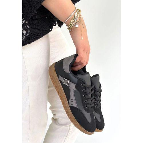 Mier Siyah Cilt Bağcıklı Spor Ayakkabı