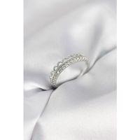 Motif Desenli Gümüş Renk Zirkon Taşlı Kadın Yüzük