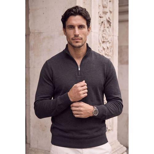 Lars Selanik Örme Kumaş Yarım Fermuar Erkek Sweatshirt - Antrasit