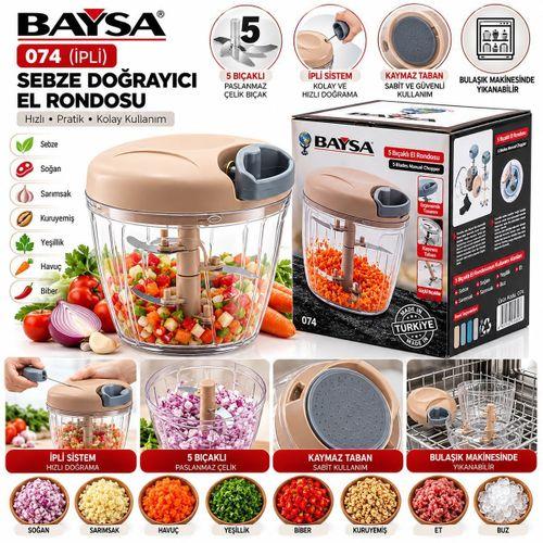 İpli 5 Bıçaklı Sebze Doğrayıcı - Kaymaz Taban, Paslanmaz Bıçak