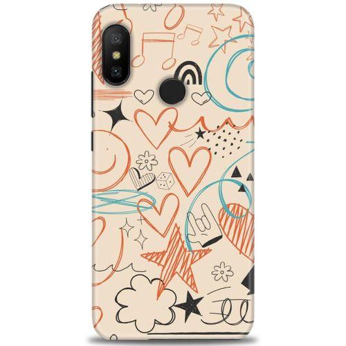 Xiaomi Mi A2 Lite Kılıf HD Baskılı Kılıf - Notalar Turuncu + Tam Ekran Koruyucu