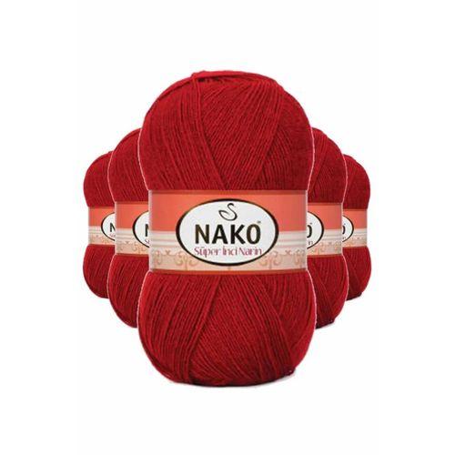 5 Adet Süper İnci El Örgü İpi 100 gr Koyu Kırmızı 1175