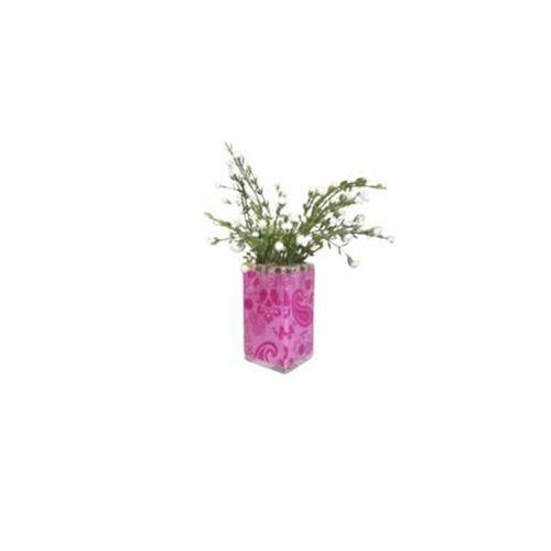 2 Adet Vazo Dahil,Vazoda Çiçek,Beyaz Yapay Çiçek,Vazo Dekoratif Pembe 7X7X17Cm