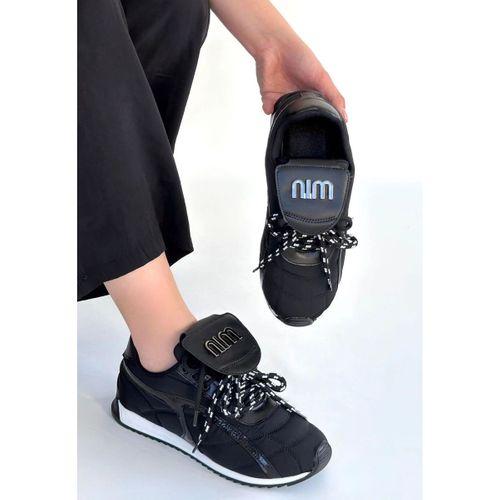 Dissa Siyah Cilt Bağcıklı Paraşüt Detaylı Spor Ayakkabı