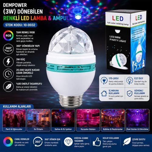 3W Dönebilen Renkli LED Disko Lamba (170-265V)