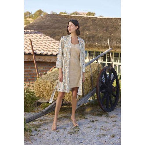 Çiçek Desenli Önü Düğmeli Sabahlık Takımı