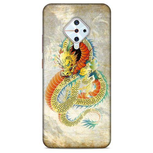 İnfinix Zero 8 Kılıf Dragons (21) Koruyucu Kapak Ejderha Dövme Sarı