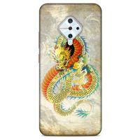 İnfinix Zero 8 Kılıf Dragons (21) Koruyucu Kapak Ejderha Dövme Sarı