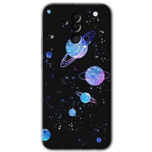 MRCİLETİSİM Huawei Mate 20 Lite Kılıf HD Desen Baskılı Arka Kapak + Temperli Cam - Samanyolu Galaksi