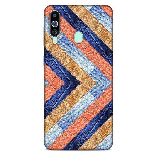 Samsung Galaxy M40 Kılıf Patchwork (3) Kapak Lacivert Turuncu