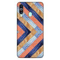 Samsung Galaxy M40 Kılıf Patchwork (3) Kapak Lacivert Turuncu
