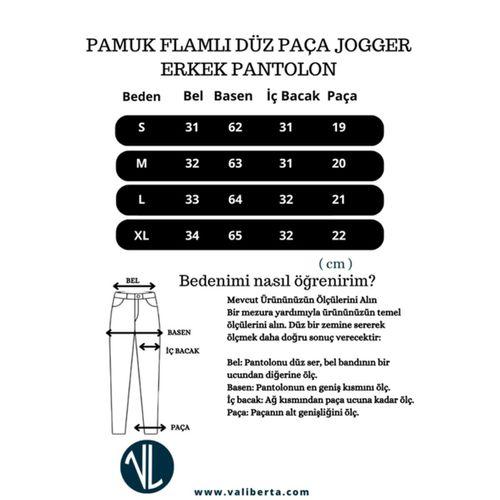 Pamuk Flamli Düz Paça Rahat Kalıp Jogger Erkek Pantolon - Beyaz