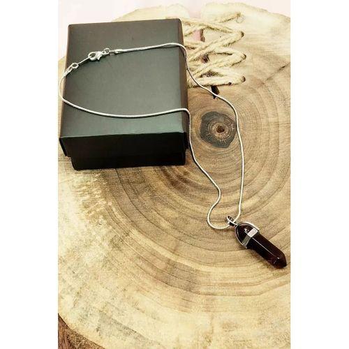 Granit Doğal Taşı Zincirli El Yapımı Tasarımlı Kolye Uç: 3,5 cm Zincir: 20 cm Kutulu