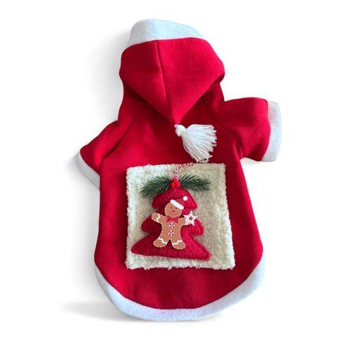Yılbaşı Ağac Premiumı Kırmızı Polar Köpek Kıyafeti | Kapüşonlu Noel Köpek Sweatshirt | Küçük Irklar İçin