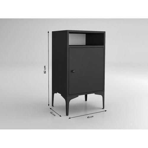 Wood'n Love Vio Metal Ayaklı Minifiks Bağlantı, Dolaplı Komodin - Siyah / Siyah