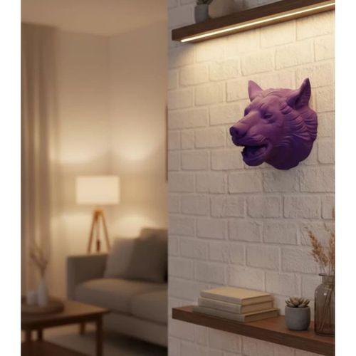 Dekoratif Mor Kurt Duvar Heykeli Asılabilir Hediyelik 25x19 Cm
