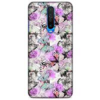 Xiaomi Redmi K30 Kılıf Kelebek Etkisi (15) Antişok Kılıf Mor Beyaz