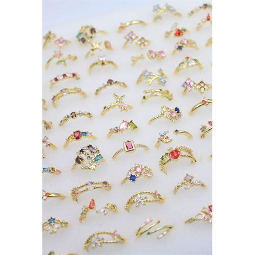 12'li Karışık Prenses Yüzük Seti - Altın