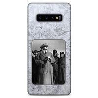 Samsung Galaxy S10 Plus Kılıf Atatürk (33) Hybrid Kılıf Beyaz Tüyler