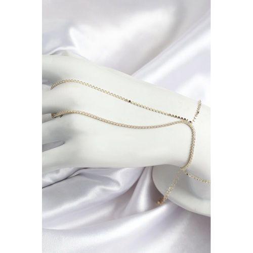 Pirinç Zirkon Taşlı Ezme Zincir Model Gold Renk Kadın Şahmeran