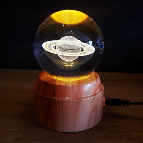 Satürn Tasarımlı Dönen Cam Küre