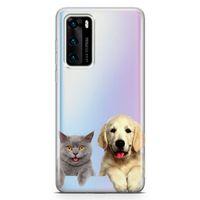 Huawei P40 Kılıf Scottish Fold Kedi Ve Köpek Arka Kapak Koruma Desenli Full Koruyucu