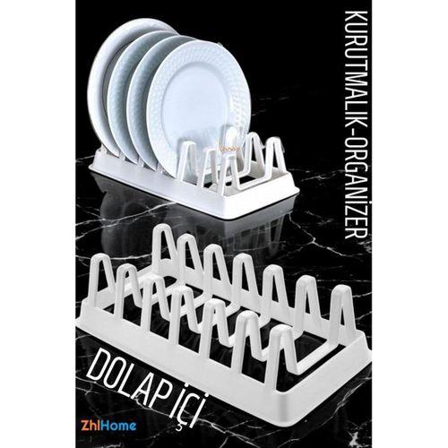 Zhlhome 2 li Dolap İçi Tencere Kapak Ve Tabak Düzenleyici Kurutmalık Organizer Beyaz