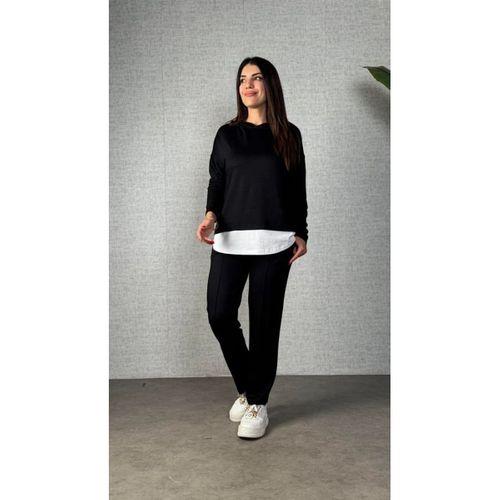 Kadın Uzun Kollu Kapşonlu Bağcıklı Viskon Iki Iplik Bluz Ve Pantolon Ikili Takım