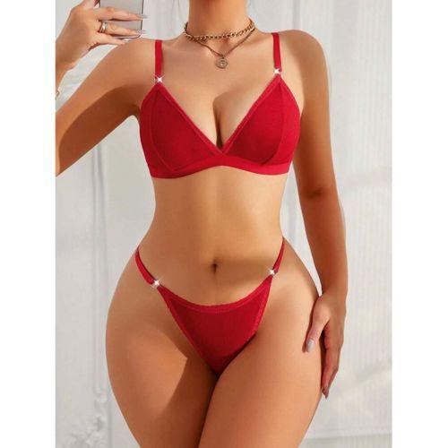 Kadın Kırmızı Mayo Bikini Şık Esnek Kumaş Plaj Giyim Özel Tasarım