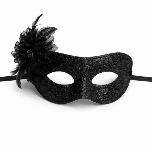 Siyah Simli Tüylü Balo Maskesi