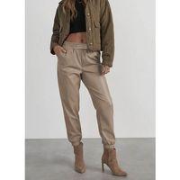 Kadın Yüksek Bel Lastikli önü Düğmeli Deri Pantolon