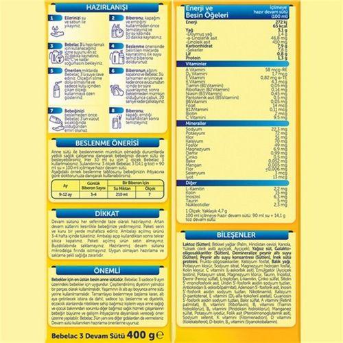 Bebelac Bebelac Bebek Devam Sütü No3 400gr