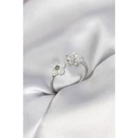 Gümüş Renk Sedefli Çiçek Model Kadın Yüzük