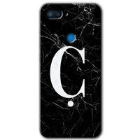 Xiaomi Mi 8 Lite HD Baskılı Kılıf + 9D Tam Ekran Koruyucu - Siyah Mermer Desenli Ç Harfi