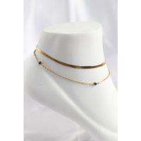 316L Çelik Gold Renk Nazar Boncuk Tasarımlı 2li Halhal