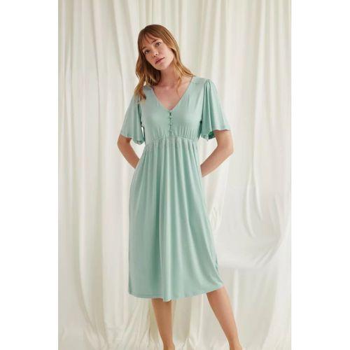 Dantelli Önü Düğmeli Hamile Lohusa Viskon Gecelik