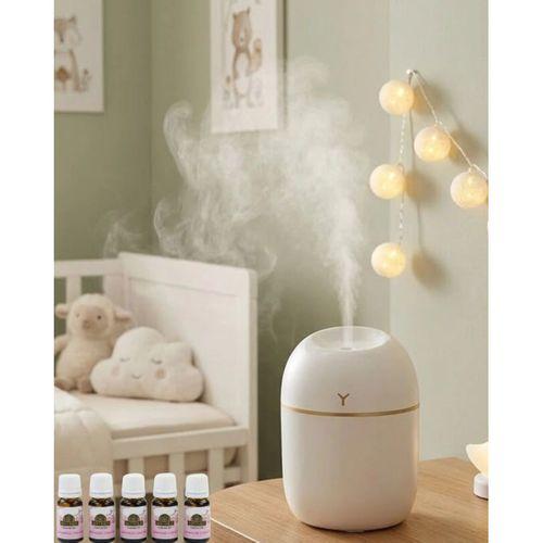 Kompakt Mini Hava Nemlendirici 5 Esans Hediyeli Led Işıklı Usb Aromaterapi Cihazı