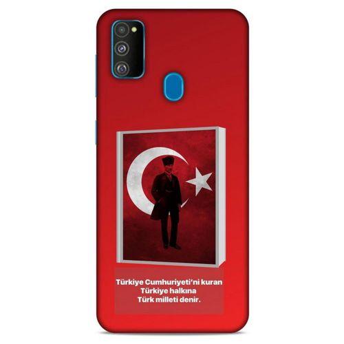 Samsung Galaxy M30s Kılıf Atatürk (4) Koruma Kılıfı Kırmızı