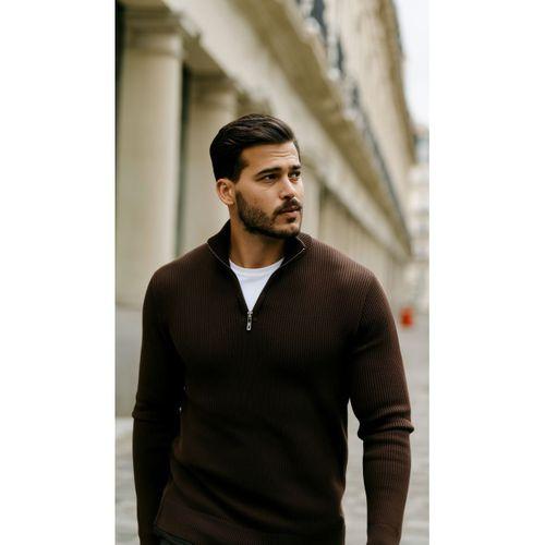 Erkek Balıkçı Zip Yaka Uzun Kollu Triko