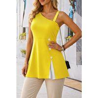 Kadın Tek Omuzdan Askılı şerit Detaylı Düğmeli Viskon Bluz