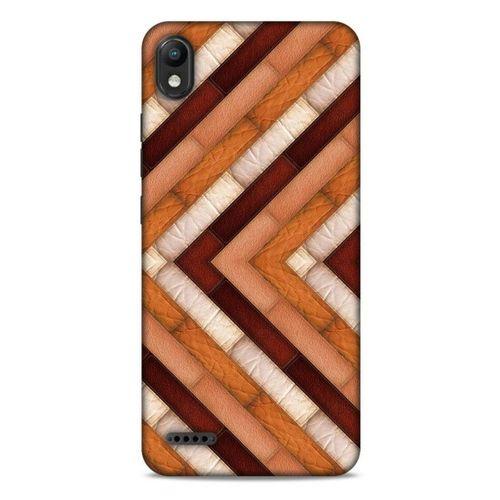 LG K20 2019 Kılıf Patchwork (40) Fit Silikon Kılıf Kahverengi Beyaz