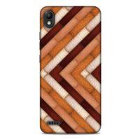 LG K20 2019 Kılıf Patchwork (40) Fit Silikon Kılıf Kahverengi Beyaz