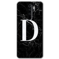 MRCİLETİSİM Xiaomi Redmi Note 8 Pro Kılıf HD Desen Baskılı Arka Kapak + Temperli Cam - Siyah Mermer Desenli D Harfi