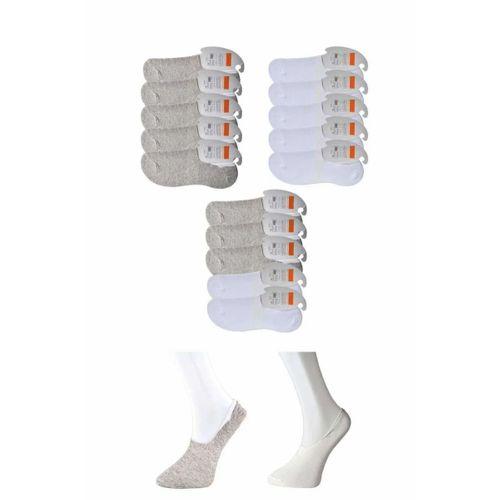 Gri ve Beyaz Erkek Babet Çorap 15 çift