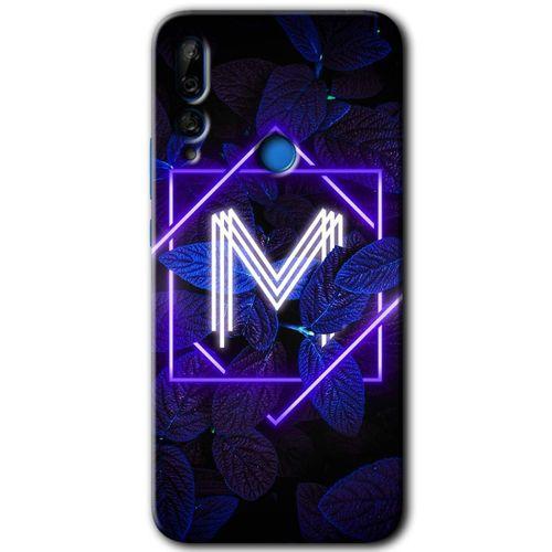 Potkal Hediye Fabrikası Huawei Y9 Prime 2019 Kılıf HD Desen Baskılı Arka Kapak - Dark Neon Yaprak M Harfi
