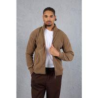 Ron Selanik Örme İçi Peluş Çift Fermuarlı Dik Yaka Erkek Hırka Sweatshirt - Vizon