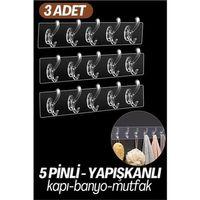 5 Pinli 3 lü set Yapışkanlı Askı Xenoty Design