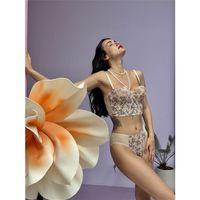 Simli Çiçek Desenli Destekli  Büstiyer Takım Cansoy - 682