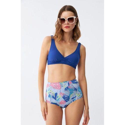 Kadın Pedli Yaprak Desenli Yüksek Bel Sax Bikini Takımı