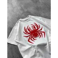 Erkek Örümcek Baskılı Tişört Kısa Kollu Bisiklet Yaka T-Shirt - Beyaz